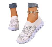 MEECHI Zapatos for Caminar De Malla Tejida Sneaker De Mujer Brillantes con Pedrería Zapatos Ortopédicos Clásicos Sin Cordones Zapatillas De Running De Tallas Grandes for Primavera/Verano(42 EU)