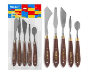 MEEDEN 5 Piezas Juego de Cuchillos de Pintura, Versátil Espátula de Acero Inoxidable, para óleo, Acrílico y Más