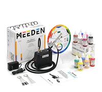 MEEDEN Aerografo con Compresor Kit - Compresor Portátil Aerografo Modelismo con Pintura de Aerografo 12 colores x 30 ml - Pistola Aerografo de 0,5 mm de Gravedad para Simular Tatuajes Maquillaje Uñas