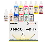 MEEDEN Airbrush Paint Kit: 12 Colores x 30ml Acrílico Airbrush Paints Set- Listo para Pulverizar, 2 Colores de Neón, a Base de Agua para Lienzo, Madera, Modelo, Metal, para Artistas de Aerocepillos