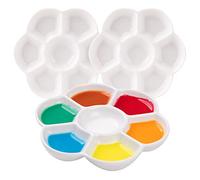 MEEDEN Bandeja de paleta de pintura de porcelana de estudio de 7 pocillos,juego de 3 con caja color, bandeja de mezcla de colores para artistas de 4-3 / 4 pulgadas para pintura de gouache de acuarela