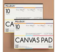 MEEDEN Bloc de papel de lienzo para artista: 22,8 x 30,5 cm, 20 hojas (350 g), papel de lona con triple imprimación para adultos y estudiantes, suministros de arte para pintura al óleo, acrílico y
