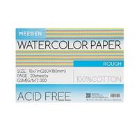 MEEDEN Bloque de Acuarela 100% Algodón - 20 Hojas, 140 Libras/300gsm, Papel de Arte Libre de Ácido para Gouache y Más - 26×18 cm Grano Bruto