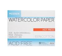 MEEDEN Bloque de papel de acuarela, bloc de papel de acuarela 100% algodón, 20 hojas, 140 libras/300 g/m², papel de arte sin ácidos para acuarela, gouache, tinta y más, prensa en caliente de 16 x 12