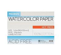 MEEDEN Bloque de papel de acuarela, bloc de papel de acuarela de algodón 100% de 20 hojas, 140lb/300gsm, papel de arte libre de ácido para acuarela, Gouache y más, 18×12,5 cm, prensa caliente