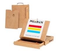 MEEDEN - Caballete de madera de haya ajustable y portátil con caja de almacenamiento y paleta para dibujar, dibujar y pintar