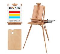 Meeden Caballete de madera de haya, plegable, portátil, con cajón y paleta para profesionales, artistas y aficionados a la pintura sobre la marcha, sostiene lienzos de hasta 34 pulgadas
