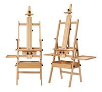MEEDEN Caballete de madera grande con espacio de almacenamiento: Caballete ajustable de madera de haya maciza, soporte de lienzo para artistas y adultos, soporta lienzos de hasta 119 cm, madera