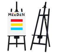 MEEDEN Caballete de madera para pintar: caballete básico con marco en A negro para artistas, sostiene lienzo de hasta 48 pulgadas