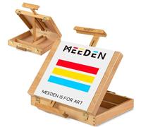 MEEDEN Caballete de mesa, caja de madera maciza de haya para almacenar suministros de arte, pinturas, caballete de arte para artistas, pintura para principiantes, sostiene lienzos de hasta 28''.