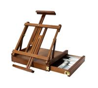 MEEDEN Caballete de mesa portátil para pintar: caja de bocetos de madera de haya con cajón de almacenamiento de suministros de arte, capacidad para paneles de lona de hasta 34 pulgadas, soporte de