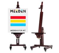MEEDEN Caballete de pintura resistente: caballete grande profesional de madera de haya maciza que sostiene lienzos de hasta 180 cm de alto, se inclina fácilmente en plano, caballete de suelo de madera
