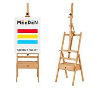 MEEDEN Caballete Profesional de Estudio con Cajón, de Madera de Haya Sólida, Altura Ajustable 147-190cm, Inclinación Frontal, para Lienzos hasta 94, cmpara Artistas