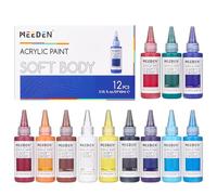 MEEDEN Conjunto Pinturas Acrílicas Cuerpo Suave: Acabado Mate 12 Colores x Pinturas Acrílicas Fluidas 60ml / 2oz para Pintura Artística en Lienzo Madera y Vidrio para Estudiantes Adultos Artistas