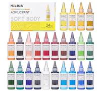 MEEDEN Conjunto Pinturas Acrílicas Cuerpo Suave: Acabado Mate 24 Colores x Pinturas Acrílicas Fluidas 60ml / 2oz para Pintura Artística en Lienzo Madera y Vidrio para Estudiantes Adultos Artistas