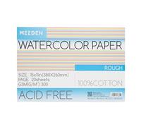 MEEDEN - Cuaderno de papel de acuarela (20 hojas, 38 x 26 cm, 100% algodón, 300 g/m², bloque de papel de acuarela sin ácido para acuarela Gouache Tinta - Grano paño