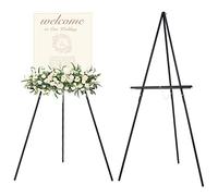 MEEDEN Estante de bodas, altura máxima 64 'y aforo 40 "/ 11 lb, estante de señalización de madera, estante de señalización de trípode ligero, estante de exhibición portátil