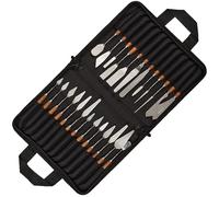 MEEDEN Juego de 25 paletas de acero inoxidable con mango de madera, suministros de arte para adultos, principiantes, estudiantes, artistas profesionales