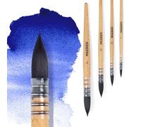 MEEDEN Juego de 4 Pinceles de Acuarela Profesionales con Mango de Madera de Haya, Ideal para Artistas Aficionados