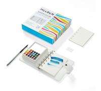 MEEDEN Juego de cuaderno de bocetos de acuarela de viaje, diario portátil con 30 hojas de papel de acuarela y pinturas de 24 colores, pincel y paleta, kit de pintura de acuarela para principiantes