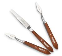 MEEDEN Juego de cuchillos de palé para artistas, 3 piezas, con mango de madera, cuchillas de acero inoxidable para aceite, pintura en lienzo acrílico