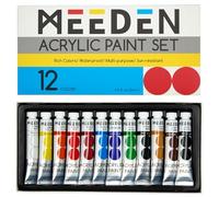 MEEDEN Juego de Pintura Acrílica para Principiantes: 12 Colores 12ml/0.41 fl oz Pinturas Pesadas de Arte Artesanal - Rico Pigmento Hobbists Calabaza Pintura para Adultos en Tela de Madera de Lienzo