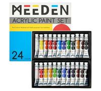 MEEDEN Juego de Pintura Acrílica para Principiantes: 24 Colores 12ml/0.41 fl oz Pinturas Pesadas de Arte Artesanal - Rico Pigmento Hobbists Calabaza Pintura para Adultos en Tela de Madera de Lienzo