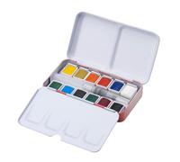 MEEDEN Juego de Pintura de Acuarela de 12 Colores en Medias Sartenes con Pincel, Pinturas de Acuarela Portátiles para Adultos y Artistas