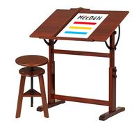 MEEDEN Mesa de Dibujo de Madera con Taburete: Mesa de Artista Ajustable en Altura de 90 x 60 cm - de Pintura para Artistas y Pintores - Inclinable para Arte para Uso en Hogar u Oficina