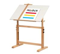 MEEDEN Mesa de Dibujo de Madera de Pizarra Blanca, Escritorio de Manualidades con Altura Ajustable e Inclinada, Mesa de Dibujo, Mesa de Pasatiempos, Leer, Trabajo de Arte