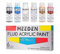 MEEDEN Metálica Pinturas Acrilicas 6 × 60 ml, Líquida Acrylic Paint Set, No Tóxico y Resistente a la luz, para Lienzos, Tela, Madera, Cristal, Piedras