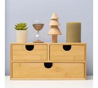 MEEDEN Organizador de escritorio con cajones: contenedor de bambú para almacenamiento de escritorio, caja de organización de almacenamiento de mesa para suministros de artículos de tocador de oficina