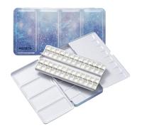 MEEDEN Paleta Acuarela Vacía: Paleta Pintura de Acuarela de Viaje de Estaño con 48 Discos y Medio - Cajas de Estaño de Paletas Metálicas Portátiles (Galaxia)