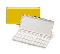 MEEDEN Paleta de Acuarela de Viaje, Hermético Portátil Con 33 Pozos, Bandeja Para Artistas, Acuarela, Acrílica y Guache - Amarillo