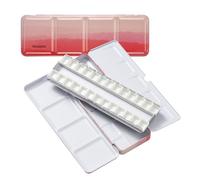 MEEDEN Paleta de Acuarela Vacía: Caja de Metal Portátil con 24 Medias Sartenes y Tapa para Artistas, Estudiantes, Adultos (Rojo)