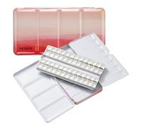 MEEDEN Paleta de Acuarela Vacía: Caja de Metal Portátil Con 48 Medias Sartenes y Tapa Para Artistas, Estudiantes, Adultos (Rojo)