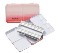 MEEDEN Paleta de Pintura de Acuarela vacía: Paleta de Colores de Agua de Viaje con 12 Medias sartenes, Caja de Metal portátil para Artistas, Estudiantes, Adultos (Rojo)