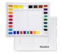 MEEDEN Paleta de Pintura de Artista de Cerámica Grande, Paleta de Acuarela de Porcelana, Bandeja de Mezcla de cerámica de 33 pozos para Pintura de Acuarela Gouache 34 x 27 CM