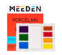 MEEDEN Paleta de pintura de cerámica rectangular de 8 pozos, paleta de pintura de acuarela de porcelana de artista, acrílico y pintura al óleo, 7.2x6.5x1 pulgada