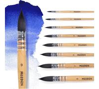 MEEDEN Pinceles de acuarela profesionales - Juego de 9 pinceles de pintura sintéticos de pelo de ardilla para artistas y aficionados con mango de madera de haya