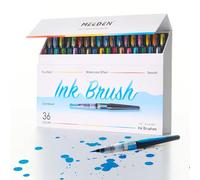 MEEDEN Pinceles de tinta de acuarela líquida: juego de 24 pinceles básicos vibrantes + 12 colores nacarados a base de tinta de acuarela, juego de pinceles creativos, regalo para artistas