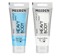 MEEDEN Pintura Acrílica Azul Claro: 100 ml Tubo Pintura Acrílica Espesor con Color Blanco Titane Complementario para Principiante Artista Adulto