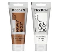 MEEDEN Pintura Acrílica Ocre Crudo: 100 ml Tubo Pintura Acrílica Espesor con Color Blanco Titanio Suplementario para Madera Tejido Vidrio