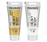 MEEDEN Pintura Acrílica Ocro Amarillo: 100 ml Tubo Pintura Acrílica Espesor con Color Blanco Titanio Suplementario para Madera Tejido Vidrio