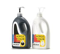 MEEDEN Pinturas acrílicas blancas y negras de titanio con tapas de bomba, 1/2 galón (2 L/64 onzas) de cuerpo pesado, no tóxico, pintura de pared, fiesta de pintura y bricolaje creativo