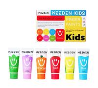 MEEDEN Pinturas de dedos para niños no tóxicas 60 ml x 6 colores Set para niños de 3 años lavable pintura arte accesorios de pintura interior actividad DIY pintura regalos de cumpleaños