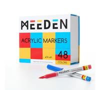 MEEDEN Rotuladores acrílicos: 48 colores de lápices de colores acrílicos con control automático de la tinta, 7,5 ml, rotuladores acrílicos de gran capacidad, resistentes al agua y excelente opacidad