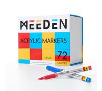 MEEDEN Rotuladores acrílicos con punta de pincel: 72 colores, 7,5 ml, marcador acrílico de gran capacidad con control automático de tinta, rotuladores acrílicos resistentes al agua para piedra, lienzo