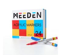 MEEDEN Rotuladores acrílicos: rotuladores acrílicos de 24 colores con punta de pincel y control automático de la tinta. Marcador de pintura acrílica a base de agua, de secado rápido para artistas y