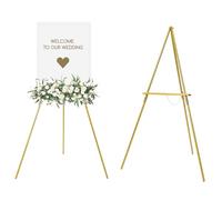 MEEDEN Soporte de caballete de madera para exhibición: trípode de madera dorada para fotos de tablero de póster, soporte de decoración de boda para cartel de bienvenida